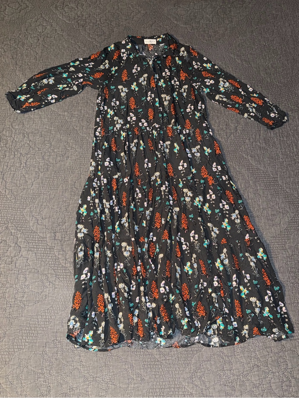 Natural Life Maxi Floral Dress-Dark Gray Women’s Size-M